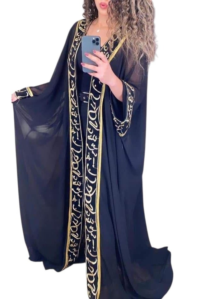 كاردي عباية هاند ميد بتطريز مميز بألوان مبهجة – فري سايز